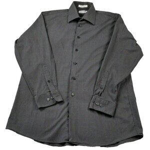 Calvin Klein Men’s 15.5 32/33 Gray Long Sleeve Dress Shirt Button Front Cotton